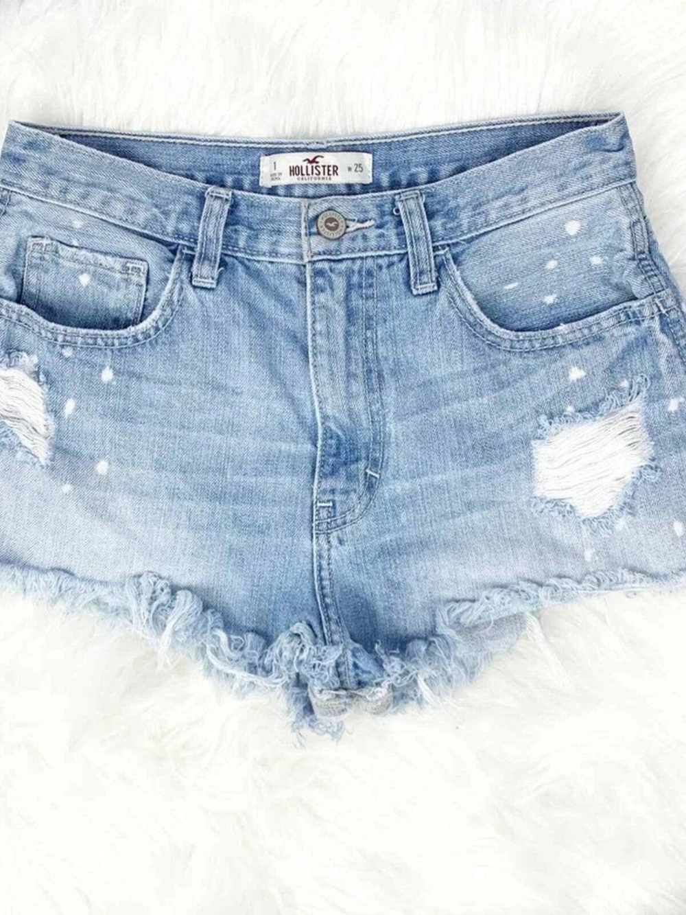 Hollister Light Wash Ripped Denim Cutoff Shorts. Size 3 or 26